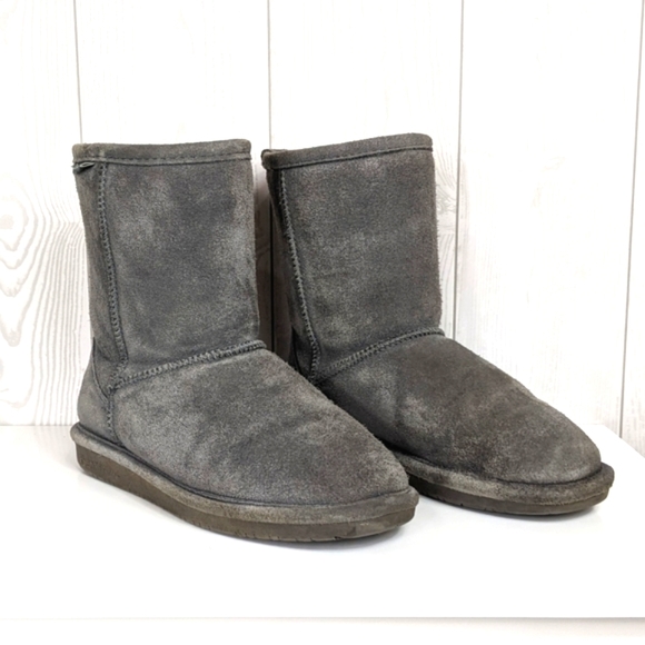 Bearpaw Winter Boots Size Youth 4 Girls Suede Wool Blend Liner Grey - Picture 1 of 11